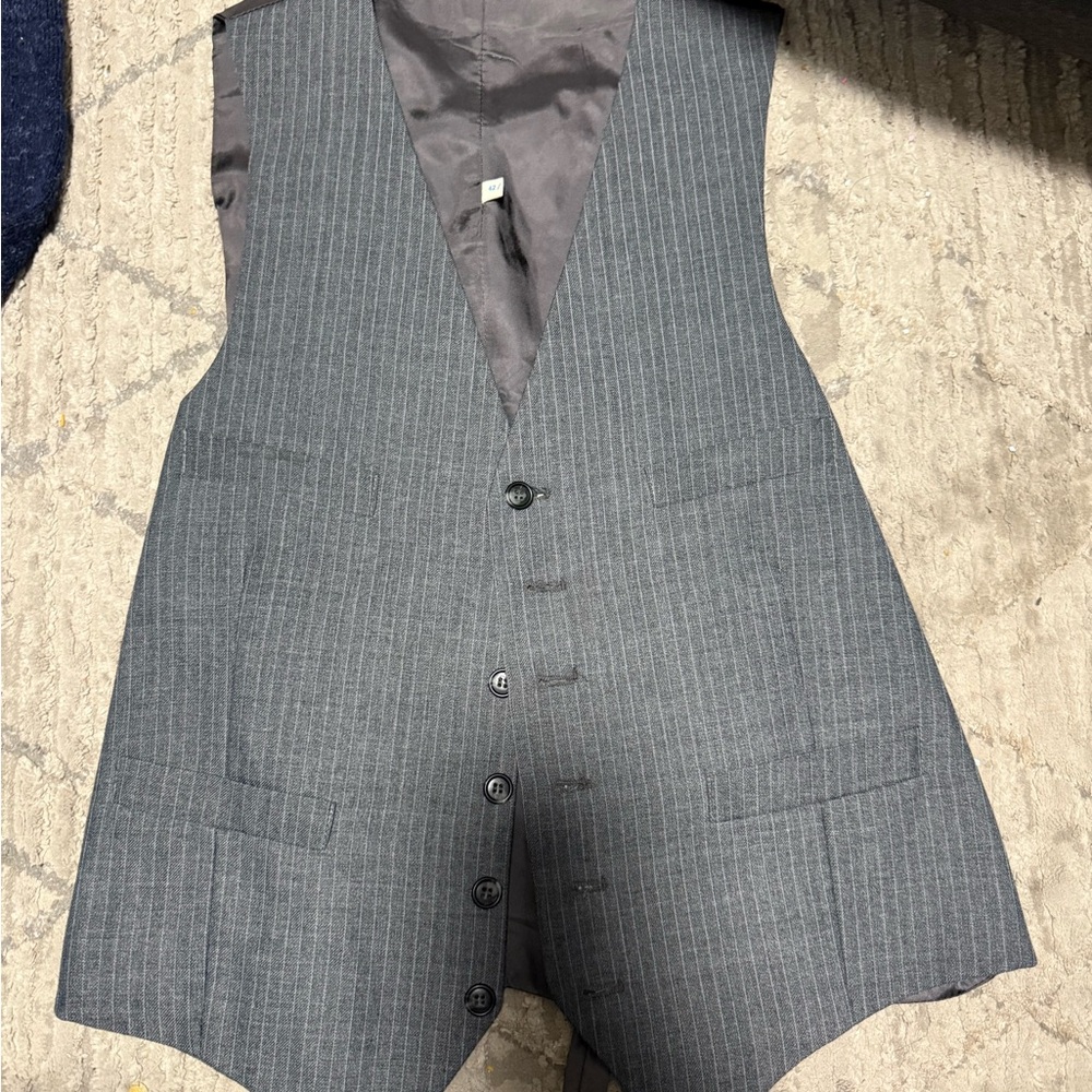 Men's Gray Pinstripe Vest